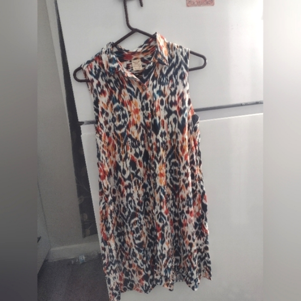 Faded Glory Multicolored Boxy Button Down Shirt Size M(8-10)...